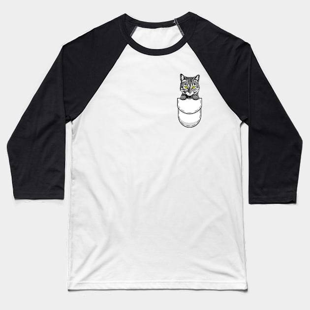 Funny Egyptian Mau Pocket Cat Baseball T-Shirt by Pet My Dog